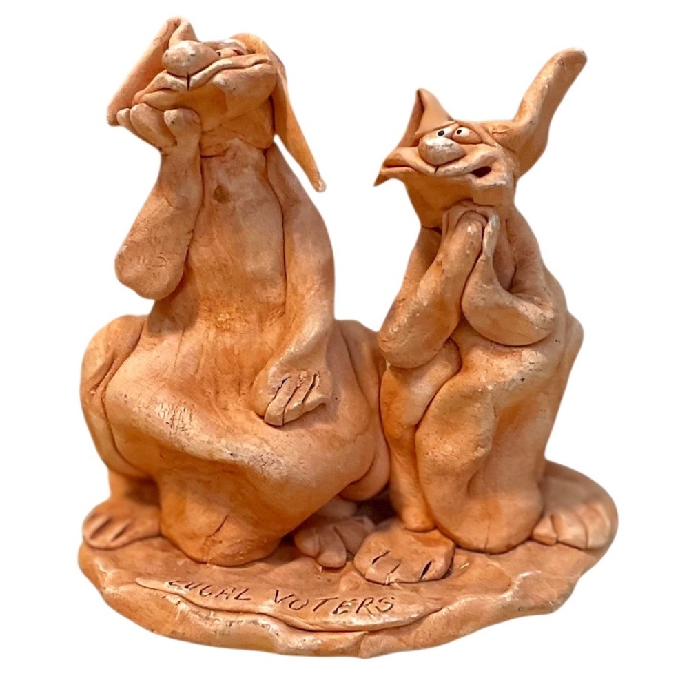 Handmade Unique Clay Sculpture" Local Voters"